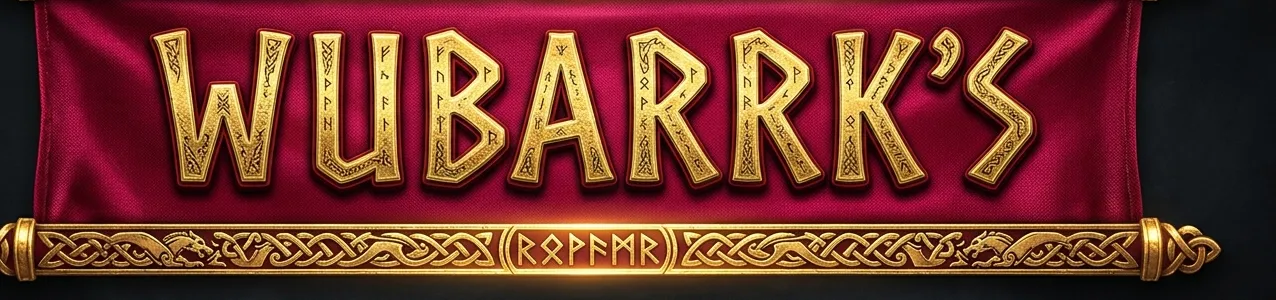 Wubarrk's, in gold runic letters on a red banner